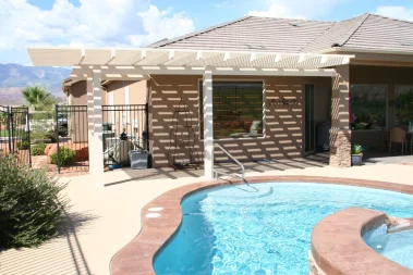 Custom lattice awning in St. George