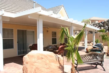 custom aluminum awning with lattice top