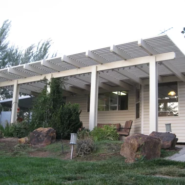 custom aluminum awning with lattice top