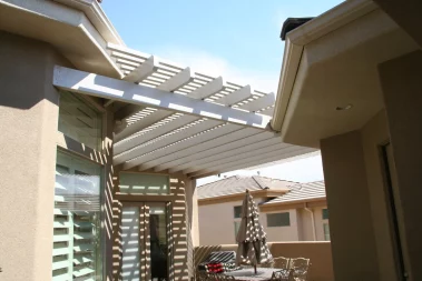 custom aluminum awning with lattice top
