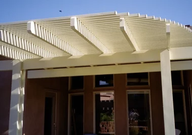 custom aluminum awning with lattice top