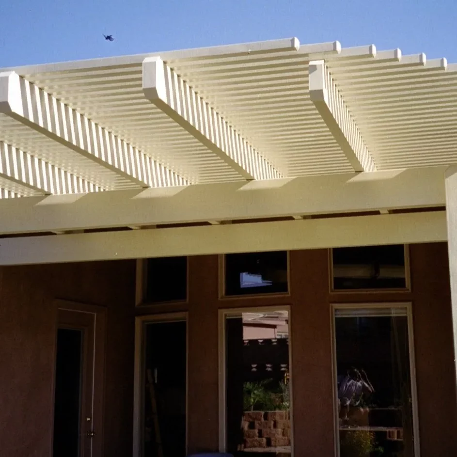 custom aluminum awning with lattice top