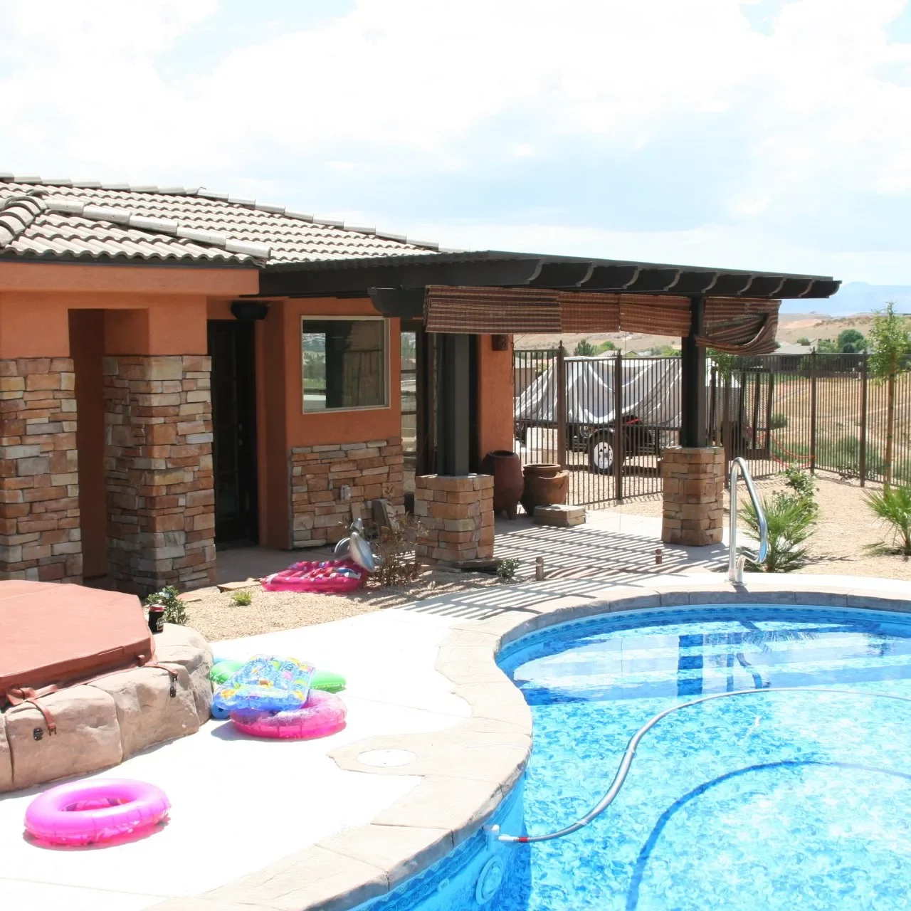 Custom lattice awning in St. George