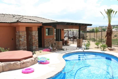 Custom lattice awning in St. George