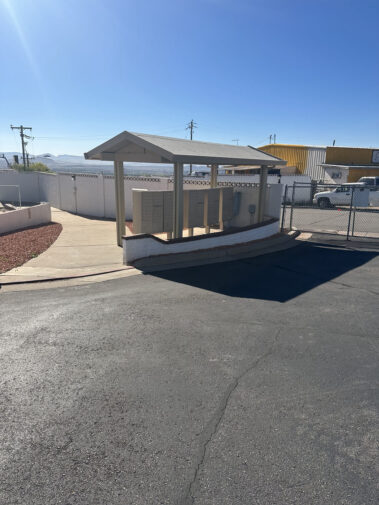Custom aluminum awning covering mailboxes