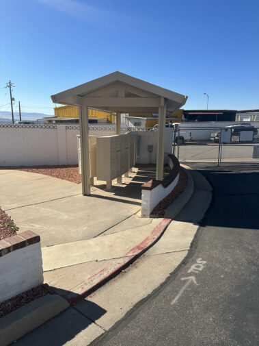 Custom aluminum awning covering mailboxes