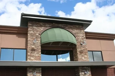 Custom fabric awning at commercial building