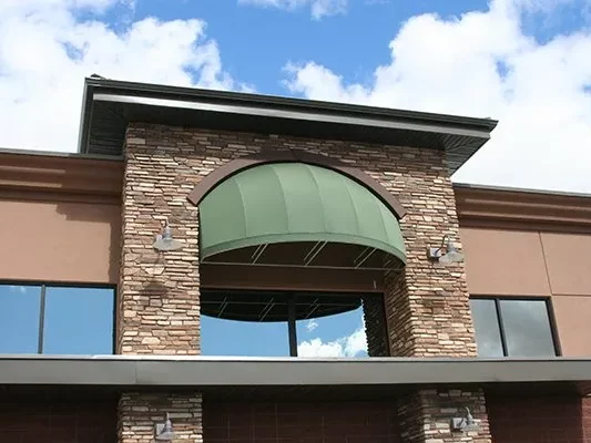 Custom fabric awning at commercial building