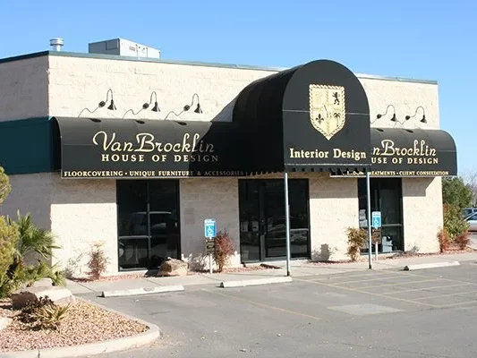 Custom fabric awning at commercial building