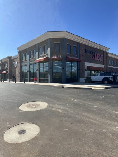 Red Steel commercial awning